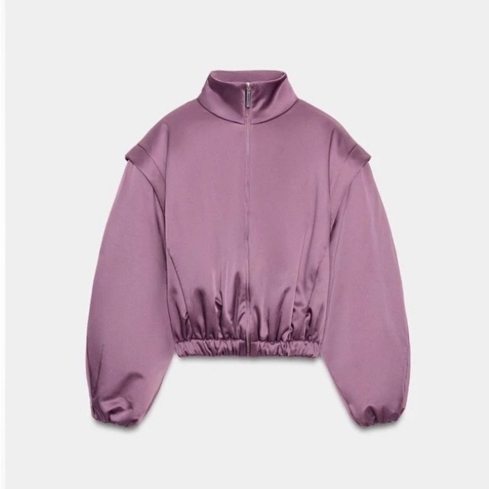 Zara Lilac Cropped Bomber Jacket
